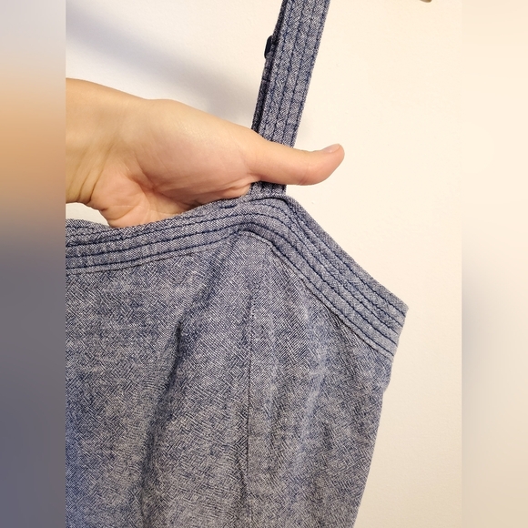 Old Navy Sleeveless Cropped Jumpsuit. Heathered Blue & White. Linen Blend. L. - Picture 2 of 12